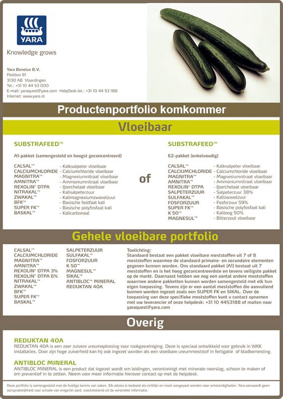 Vloeibaar bemestingsadvies komkommer